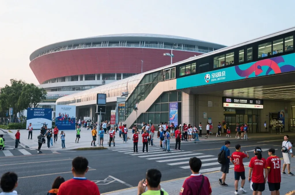 美国主办城市升级中的球场、交通和人流系统示意场景